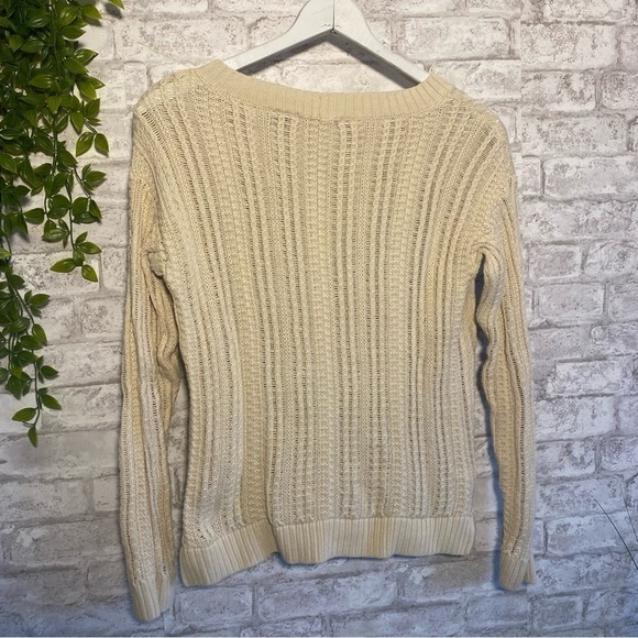 JEANNE Pierre 100% cotton knitted sweater. Size small Cream Colored - Picture 5 of 7
